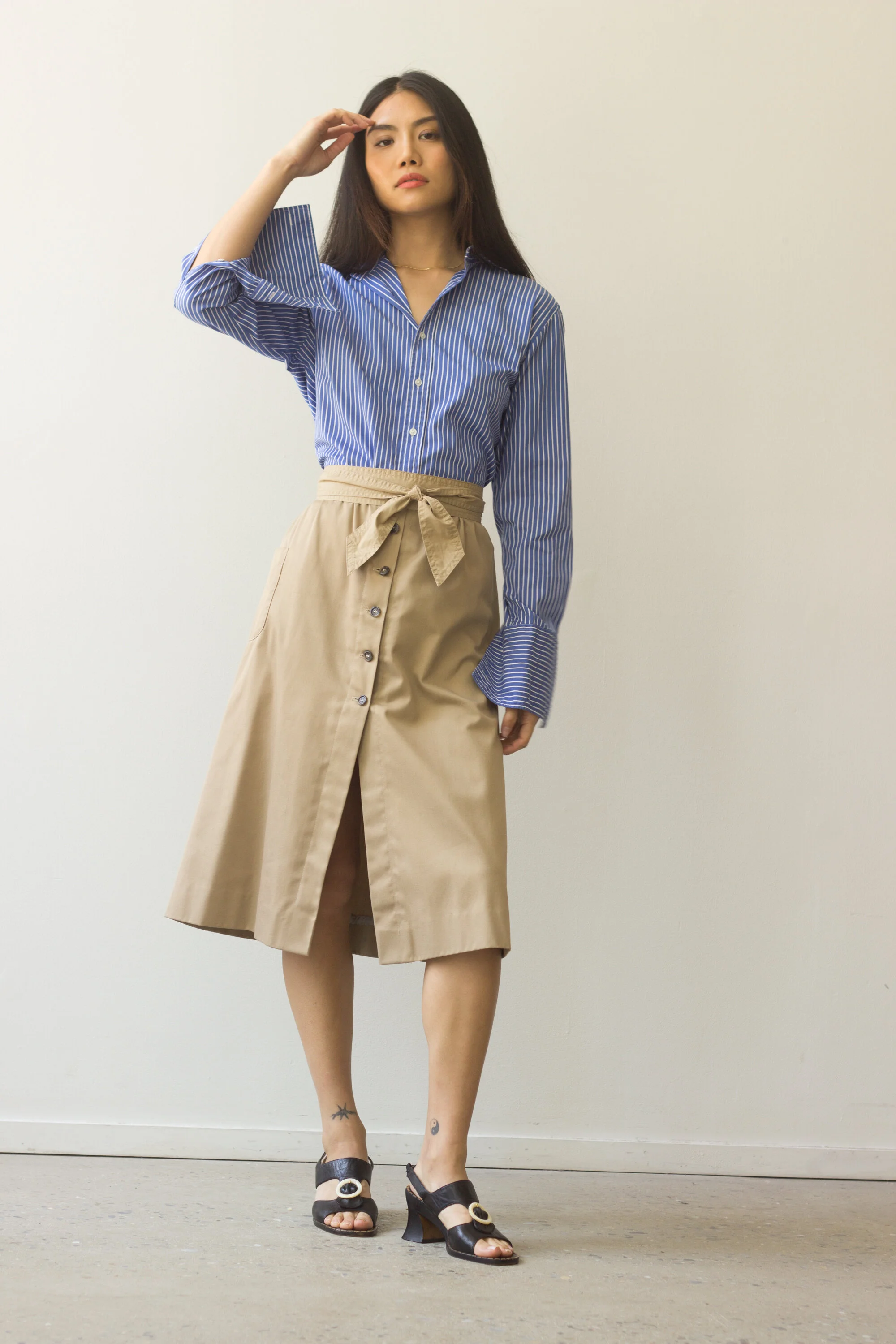 1970s button top front skirt